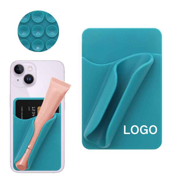 Nottnnut Lip Gloss Phone Case Card Holder Lipstick Lip Glaze Phone Wallet Stick On Silicone Cell Phone Card Holder And Lip Balm Holder For IPhone And Android Phones (Pink & Rose