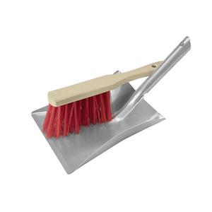NLLE 2-Piece Dustpan And <b>Brush</b> Set Metal With Wooden Handle Red Bristles Cleaning Tools For Home Use - Product Image 1