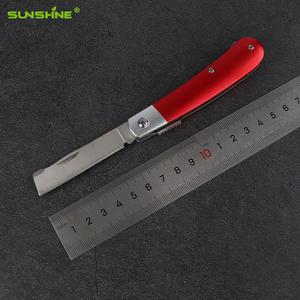 Couteau de camping léger en acier inoxydable SUNSHINE, manche en aluminium rouge, pliable, outil de jardinage, élagage de bonsaï, greffage - Product Image 6