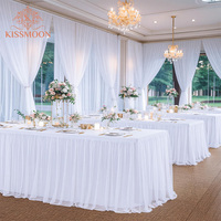 Jupe de table plissée en tulle blanc moderne de luxe, personnalisable, en mousseline douce, pour mariage, banquet, fête d'anniversaire