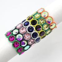 Style de voyage exagéré émail Bracelet dames bricolage cristal Bracelet émail extensible verre Bracelet tuile perle Bracelet pour les femmes