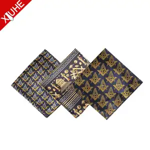 Itens de tecido maçônico personalizados, de alta qualidade, design de luxo, handkerchief, impressão personalizada, quadrado de bolso 100% seda, quadrado para homens