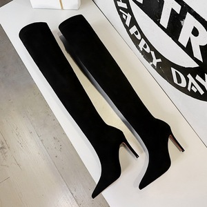 Bottes hautes pour femme, grande taille 43, sexy, longues, au-dessus du genou, à talon aiguille, avec chaussettes élastiques, pour femmes - Product Image 3
