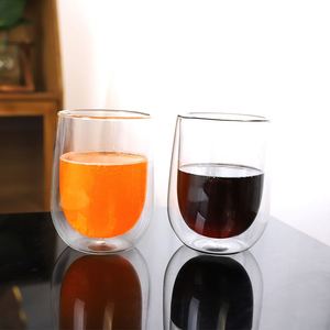 Tasse en verre borosilicate à double paroi, isolée thermiquement, créative, pour lait, café, thé, pour la maison et le bureau - Product Image 1