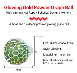 7cm Colorful Bead Grape Squeeze Ball Stress Relief Fidget Toy Creative Squishy Vent Ball for Boys & Girls Unisex Anxiety Relief - Product Image 2