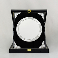 Boîte en bois noire pliable avec plaque de certificat en or et argent MH-FJ0189