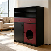 Meuble de salon multifonctionnel pour chat et chien, petit, en bois massif, avec lit pour chat, cage pour animaux de compagnie et rangement.