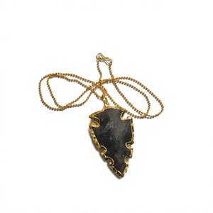 Natural Healing <b>Crystals</b> Black Obsidian Arrowhead Necklaces Gemstone Jewelry Handmade Folk Art Wholesale Bulk - Product Image 1