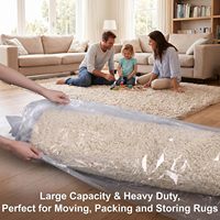 6 sacs de rangement pour tapis avec 6 attaches, sacs de déménagement pour tapis en plastique transparent de grande taille, fabriqués en Chine