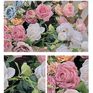 3 Têtes de Roses Artificielles en Soie Faites à la Main, Branches Longues et Durables, Modernes, 55 cm, pour la Maison, Mariages, Écoles, Noël, Halloween - Product Image 4