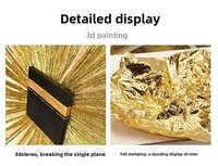 Peinture murale décorative moderne de haute qualité, peinte à la main, motif mosquée, avec dorure à la feuille d'or et texture 3D, encadrée