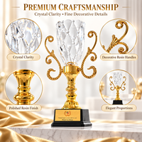 Trophée en cristal cannelé transparent avec logo personnalisé pour événement, anniversaire, souvenir