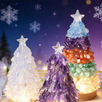 Ornement de Noël en cristal naturel, lampe de chevet LED faite à la main, décoration en cristal pour la maison, décoration de fête