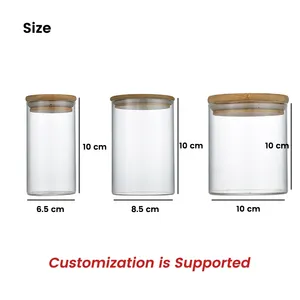 Borosilicate pote de armazenamento de alimentos, de vidro personalizado, de alta qualidade, com tampa de bambu
