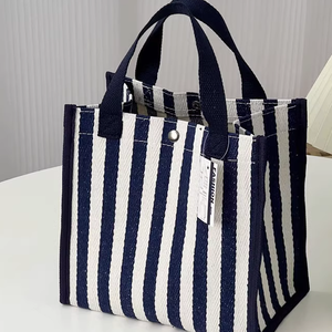 Bán buôn tùy chỉnh xách tay trống đôi vai sọc <span class=keywords><strong>Tote</strong></span> Túi bông vải <span class=keywords><strong>tote</strong></span> túi màu in logo - Product Image 1