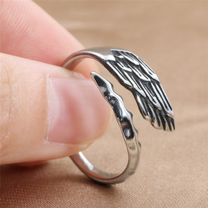 Stainless Steel Wings <b>Ring</b> Silver Men's Retro Punk Style Jewelry Gift 24083 - Product Image 3