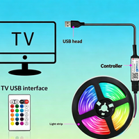 Lampu Strip LED RGB 5V USB 5050 Fleksibel Kit Lampu Latar TV dengan Remote & Kontrol Aplikasi Bluetooth Sinkronisasi Musik untuk Kamar Tidur & Gaming