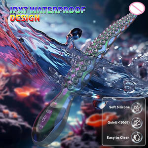 JRUI kadın 9 frekansları LED ekran ahtapot Tentacle vibratör değnek vajina masaj Butt tor oyuncak popo ve vajina için - Product Image 3
