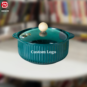 Ciotola in Ceramica Opaca con Coperchio, Design Creativo <span class=keywords><strong>e</strong></span> Semplice, Smalto Colorato con Due Manici - Product Image 1