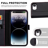 Étui de téléphone 16E en cuir véritable de luxe fait main avec blocage RFID, protection intégrale 360°, protection d'écran, protection d'appareil photo et porte-cartes