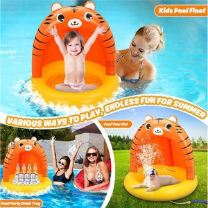 Piscine gonflable en forme de tigre 100x90cm, jeu aquatique extérieur pour enfants, en PVC - Product Image 3