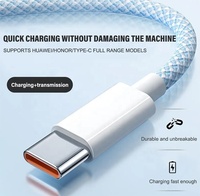 Câble de données USB 66W avec fil tressé USB-C de charge rapide Cordon de chargeur de type C Alimentation électrique pour écouteurs de téléphone portable Câbles USB