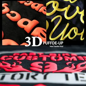 Commercio all'ingrosso personalizzato colore abbigliamento stampa 3D puff pellicola a trasferimento termico vinile DTF trasferimenti