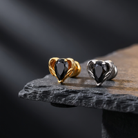Piercing d'oreille en titane ASTM F136 de qualité supérieure, motif Cœur en forme de larme avec ailes d'ange et zircone cubique, pour conque et cartilage, bijou de piercing tendance