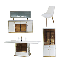 Buffet de cuisine design moderne, meuble de salle à manger, meuble de rangement de luxe en bois avec miroir
