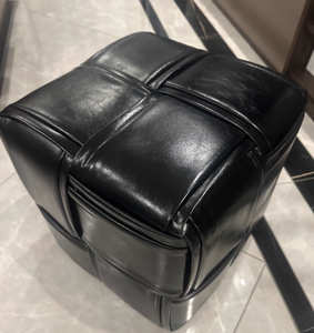 Pouf ottoman de luxe moderne en cuir tressé, banc <span class=keywords><strong>cube</strong></span> design, repose-pieds rembourré pour salon, chambre et mobilier d'hôtel - Product Image 2