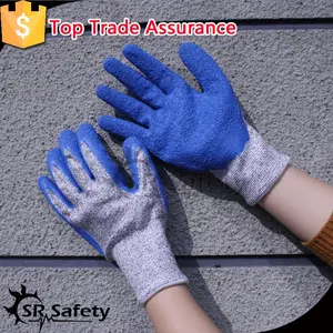 Srsafety Grote Grip Ansi A4 Anti-Cut Handschoenen Latex Crinkle Werknemer Handschoenen Custom Industriële Handschoenen Voor Mannen