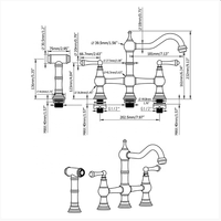AMAXO Laiton Nickel Brossé 4 Trous Pulvérisateur Chaud et Froid Bassin Évier Robinet de Cuisine Robinet d'Eau