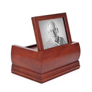 Wooden Urn With Photo Insert Rectangle Solid Wood Cremation <b>Memorial</b> <b>Box</b> For Sympathy Durable - Product Image 2