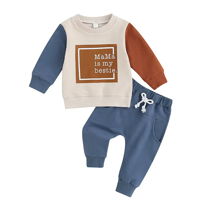 Neugeborene Baby Jungen Kleidung 2 Stück Sets Gespleißte Farbe Langarm Sweatshirt Hose Kleinkind Baby Jungen Herbst Kleidung Anzüge