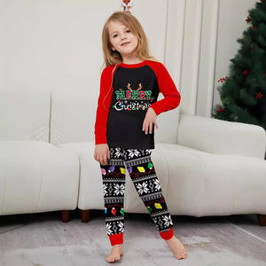 Pigiama europeo americano a tema natalizio a maniche lunghe per genitori e bambini con lettere chiare colorate stampa abbigliamento invernale - Product Image 5
