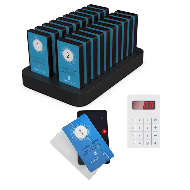JT-9102 Cafe Guest Queue Solution 20 Waterproof Vibrating Square Buzzers with Touch Transmitter Paging Beeper Pager Device