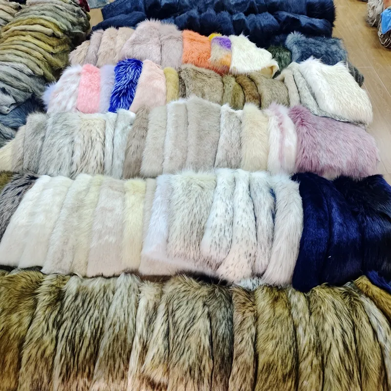 stocklot faux fox fur fake fur fabrics plush fabrics wholeselling