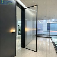 Porte en aluminium à battants pour salle de bain, étanche et résistante à l'humidité, avec porte en verre