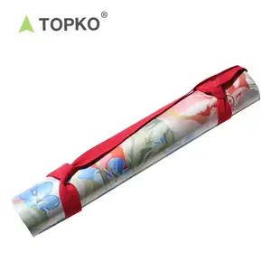 TOPKO 批发室内瑜伽地板运动垫绒面革橡胶瑜伽垫与瑜伽表带