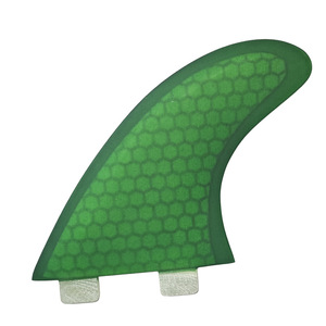 Ailerons de surf G5 en fibre de verre nid d'abeille, ensemble gauche, centre, droit, vert - Product Image 5