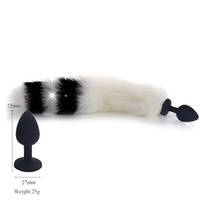 Ensemble d'oreilles de renard noires et blanches avec queue assortie, en silicone, pour plug anal