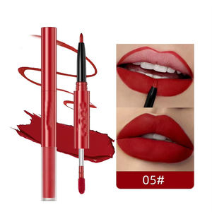 MLM High Quality Waterproof Long Lasting Rich Pigmented Duo-head Velvet Silky Matte 2 in 1 Lipgloss & <b>Lip</b> Liner - Product Image 3