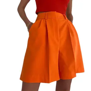 ML Summer New Fashion Solid Suit Pocket pantaloncini da donna dritti Casual