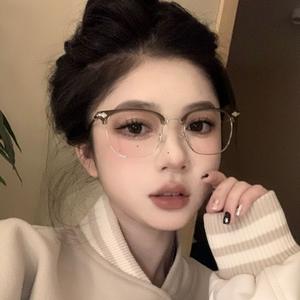 2173 Gafas de medio montura de estilo coreano para mujer, montura Tr90, lentes de PC, forma cuadrilátera, gafas ópticas favorecedoras para rostros redondos - Product Image 5