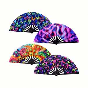 Éventail chinois de 13 pouces, bruyant, en bambou, à main, pour la danse, grand format, avec logo personnalisé - Product Image 4