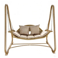 Fauteuil suspendu d'extérieur moderne en métal avec coussins imperméables - Conception double balançoire pour cour de villa et terrasse - 1 place