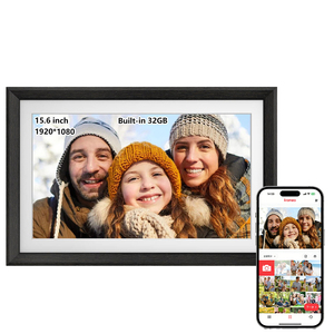 Marco de Fotos <span class=keywords><strong>Digital</strong></span> Inteligente WiFi de Madera de 15.6 Pulgadas, Ideal para Padres, Álbum <span class=keywords><strong>Digital</strong></span> 16:9 con USB, MP3 y MP4 - Product Image 1