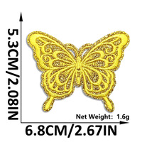 Nuevo Diseño de Parche Bordado Termoadhesivo de Mariposa Colorida con Purpurina, de Fieltro No Tejido y Poliéster, para Decoración de Gorras y Sudaderas