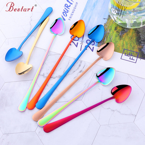 Buntes Titan-Besteck in <span class=keywords><strong>3</strong></span> Größen, Herzförmiger Eiscreme-Löffel, 304 Edelstahl Dessert-, Tee- und Kaffee-Rührlöffel - Product Image 6