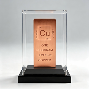 Pilier de cuivre pur à 99,9 % d'un kilogramme, gravé avec la table périodique de l'élément Cu, plaque de collection rectangulaire pour affichage sur bureau - Product Image 1